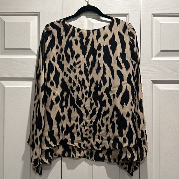 Parker Black & Tan Leopard Print Blouse, Size Medium - Picture 7 of 9